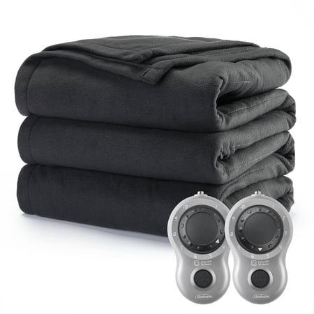 Sunbeam Fleece Ultimate Grey Polyester Electric Blanket, Queen