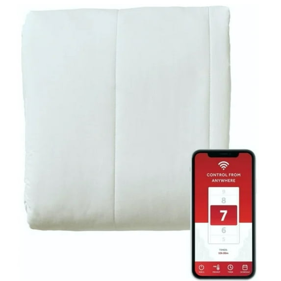 Sunbeam Full Size Electric Mattress Pad with Digital Controller and Wi-Fi Connectivity – ComfortSLIM Technology for Smart Heating and Customizable Warmth