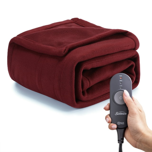 Sunbeam Fleece Electric Heated Throw, 50" x 60", 3 Heat Settings