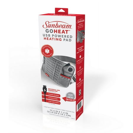 Sunbeam® GoHeat USB Powered Heating Pad, Light Gray