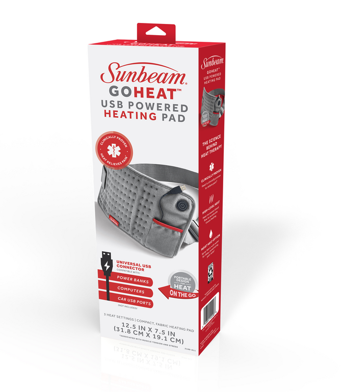 Sunbeam® GoHeat USB Powered Heating Pad, Light Gray