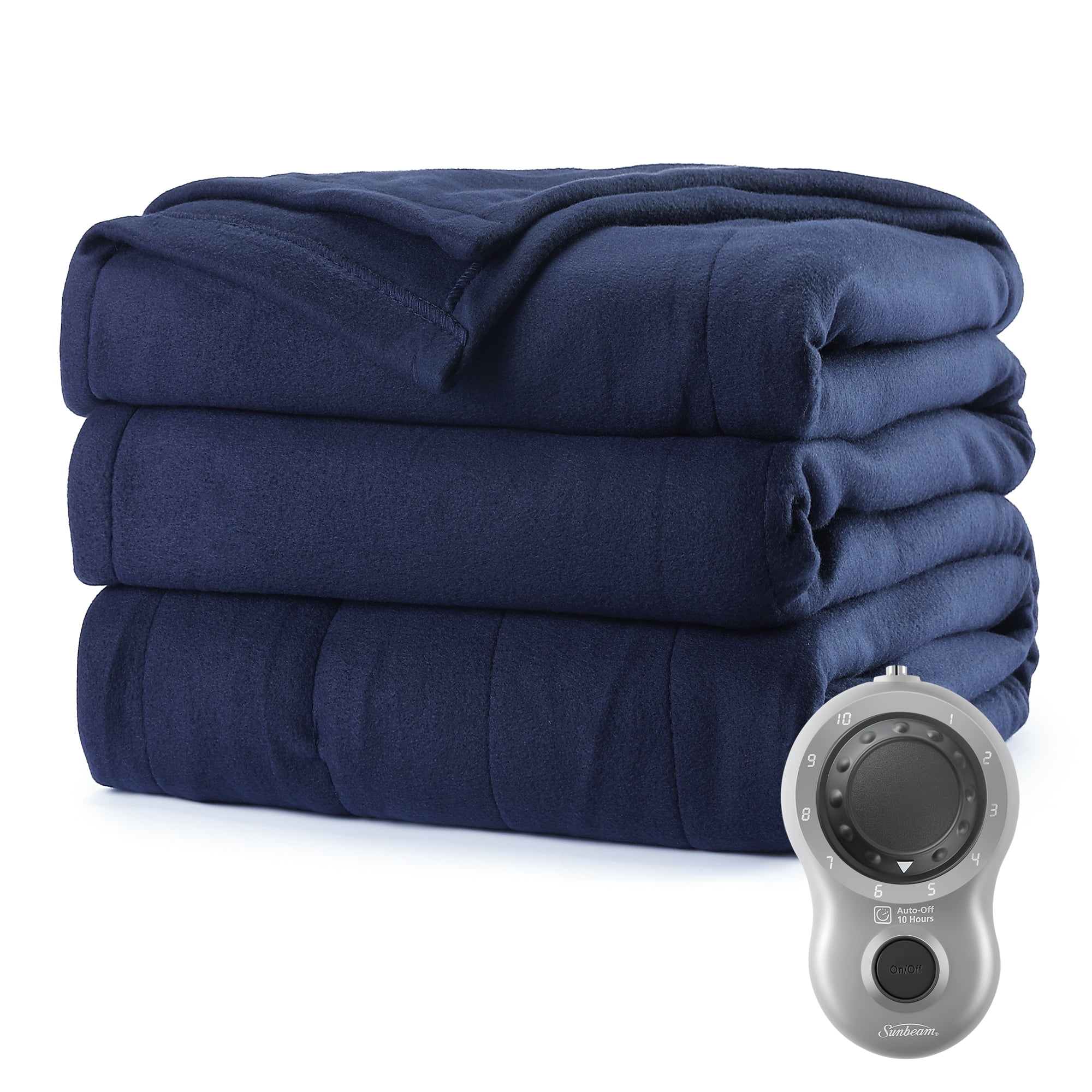 Free Shipping Sunbeam Heated Electric Blanket Bedding Twin Fleece Poseidon Blue Walmart