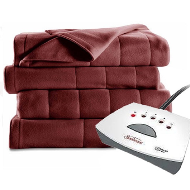Sunbeam Heated Electric Blanket Royal Dreams Quilted Fleece Full