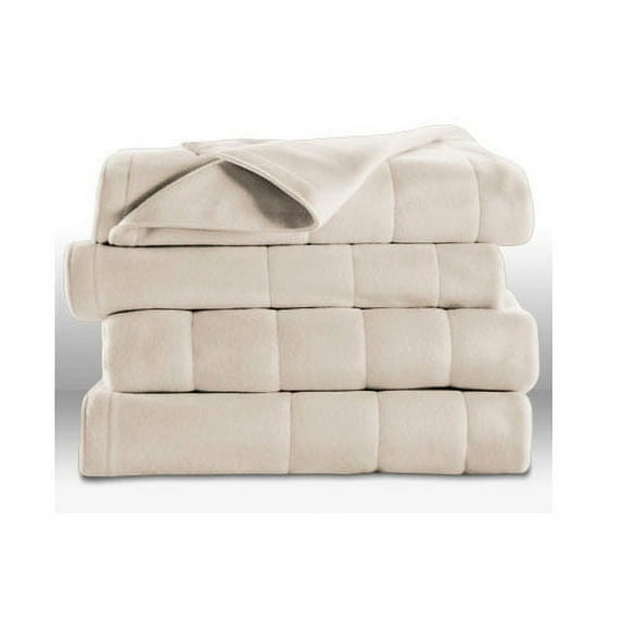Sunbeam Heated Electric Blanket Royal Dreams Quilted Fleece Queen Seashell
