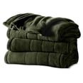 thumbnail image 1 of Sunbeam Heated Electric Microplush Blanket with 10 heat settings, Queen, Olive, 1 of 8