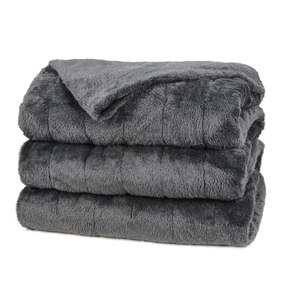 Sunbeam Heated Electric Microplush Blanket with 10 heat settings, Twin, Slate