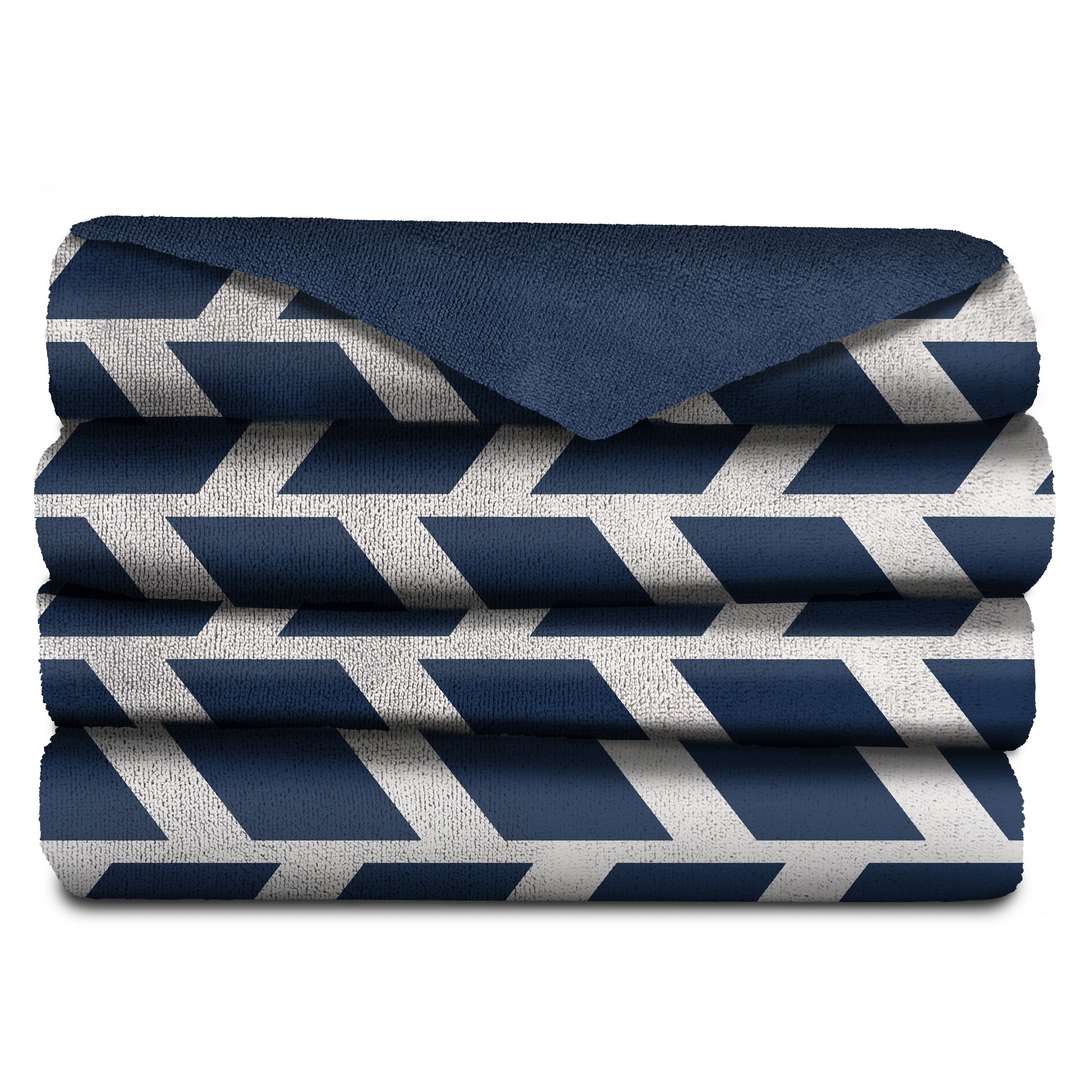 Sunbeam Heated Fleece Throw (50" x 60"), Royal Blue Zig Zag