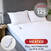 Sunbeam Heated Full Mattress Pad Moisture Wicking Fleece 10 Heat Settings 54" x 75"