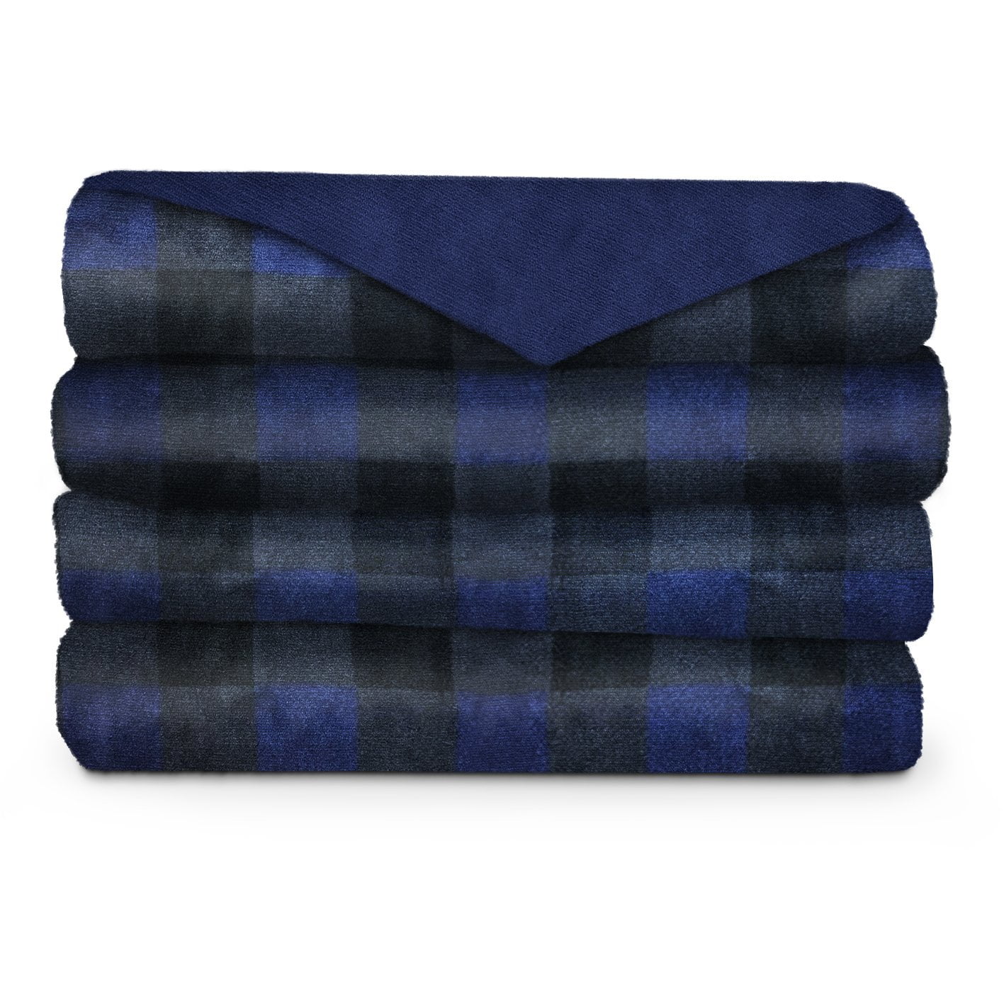 Sunbeam Heated Microplush Throw (50" x 60"), Blue Buffalo Plaid