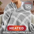 thumbnail image 1 of Sunbeam Heated Tartan Gray Throw Blanket Microplush Faux Shearling 4 Heat 50x70, 1 of 11