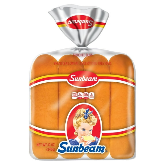 Sunbeam Hot Dog Buns, Enriched White Bread Hot Dog Buns, 8 Count, 12 oz, Shelf-Stable