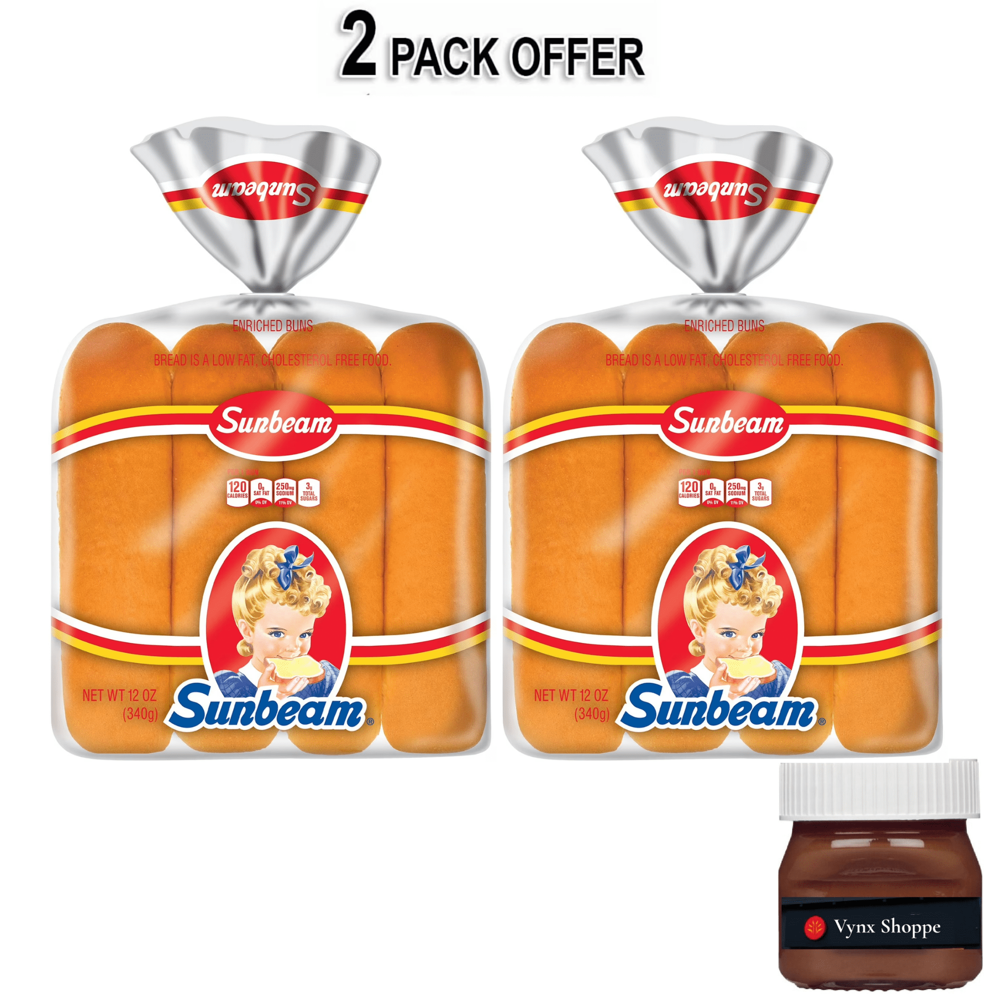 Sunbeam Hot Dog Buns, Enriched White Bread Hot Dog Buns, 8 Count, 12 oz