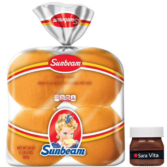 Sunbeam Jumbo Hamburger Buns, Enriched White Bread Burger Buns, 8 Count, Shelf-Stable