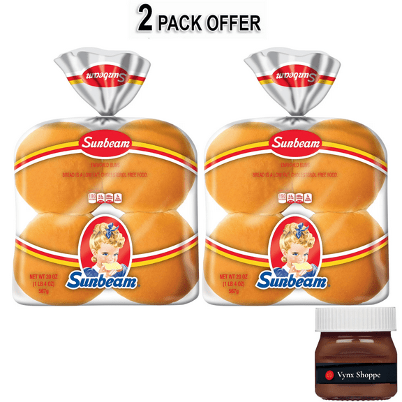 Sunbeam Jumbo Hamburger Buns, Enriched White Bread Burger Buns, Shelf-Stable, (8 Count)