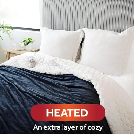 Sunbeam King Blanket Poseidon Microplush, 12 Heat Settings, 12-Hour Auto Shut-Off, Electric Heated Blanket with Controller, 90" x 100"