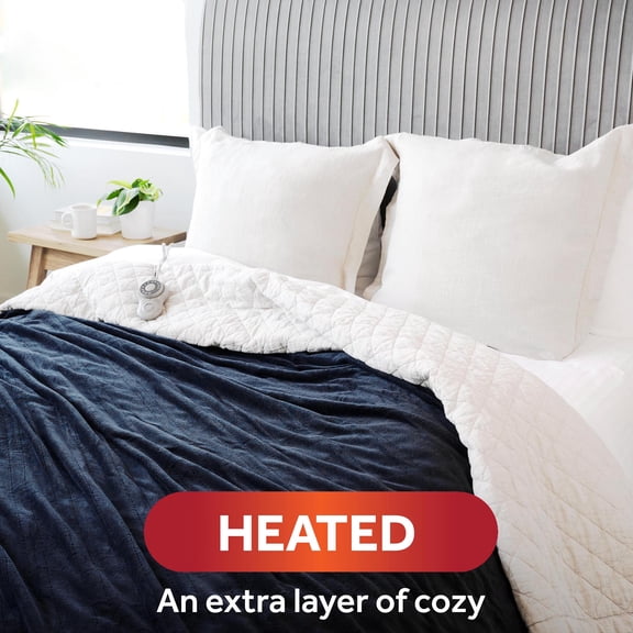 Sunbeam King Blanket Poseidon Microplush, 12 Heat Settings, 12-Hour Auto Shut-Off, Electric Heated Blanket with Controller, 90" x 100"