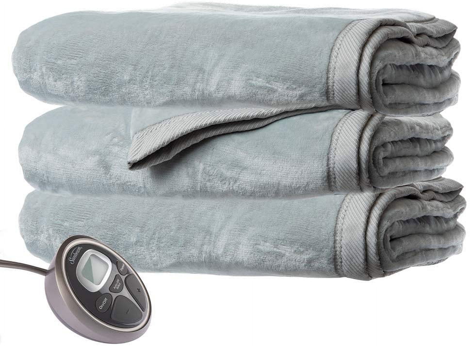 Sunbeam King Premium Soft Electric Heated Blanket Velveteen Plush 20