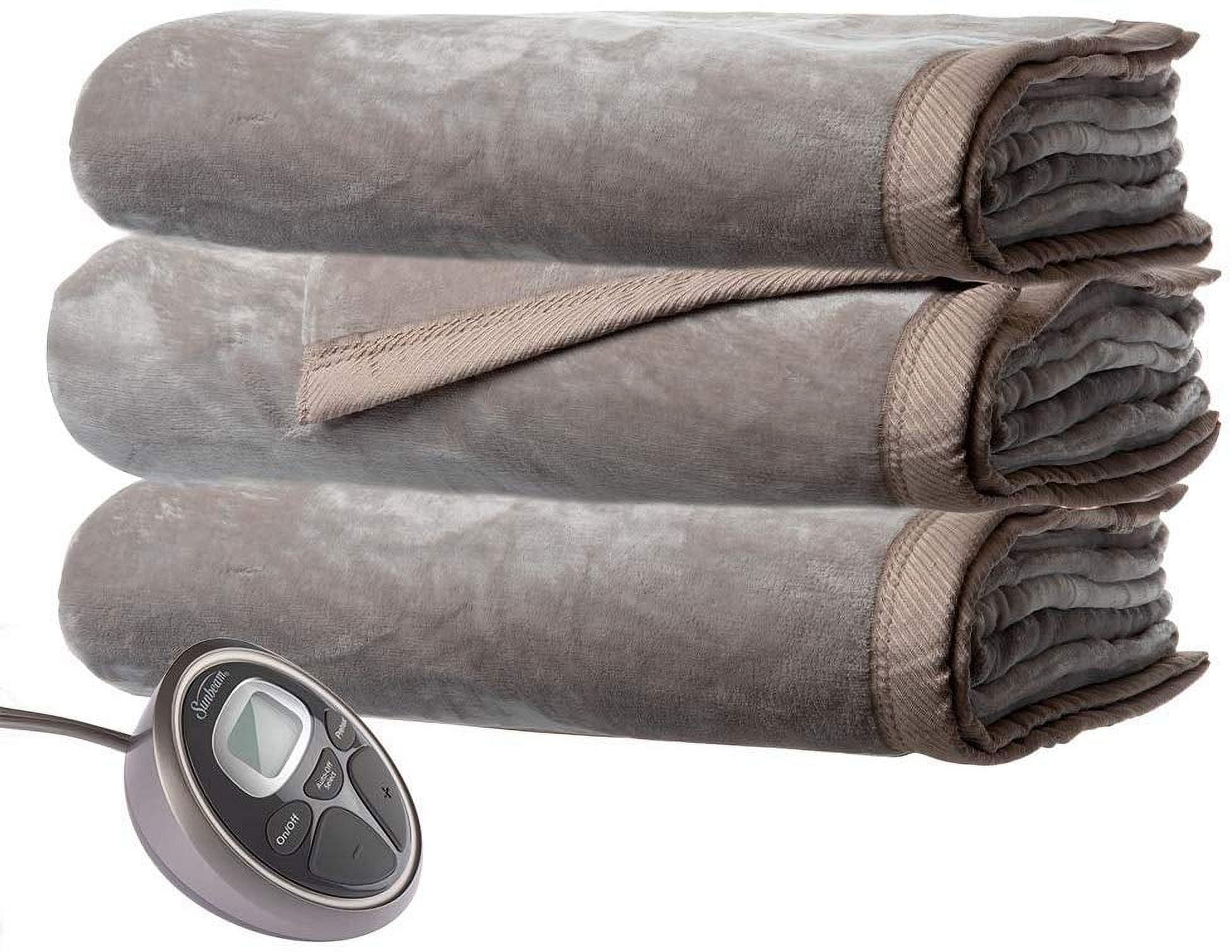 Sunbeam King Premium Soft Electric Heated Blanket Velveteen Plush 20