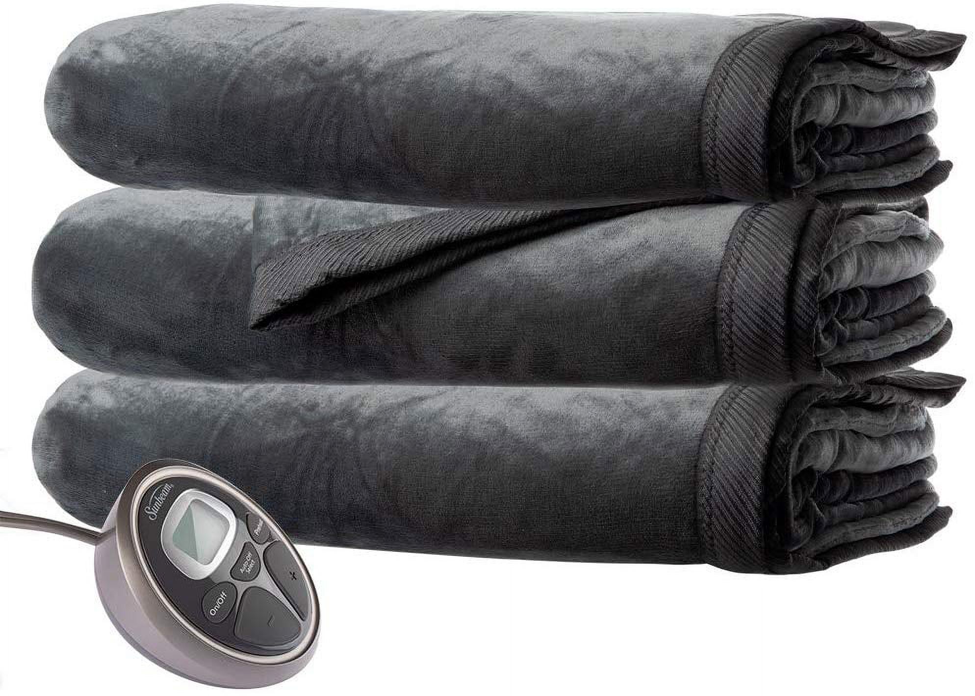 Sunbeam King Premium Soft Electric Heated Blanket Velveteen Plush 20