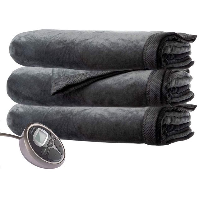 Sunbeam King Premium Soft Electric Heated Blanket Velveteen Plush 20