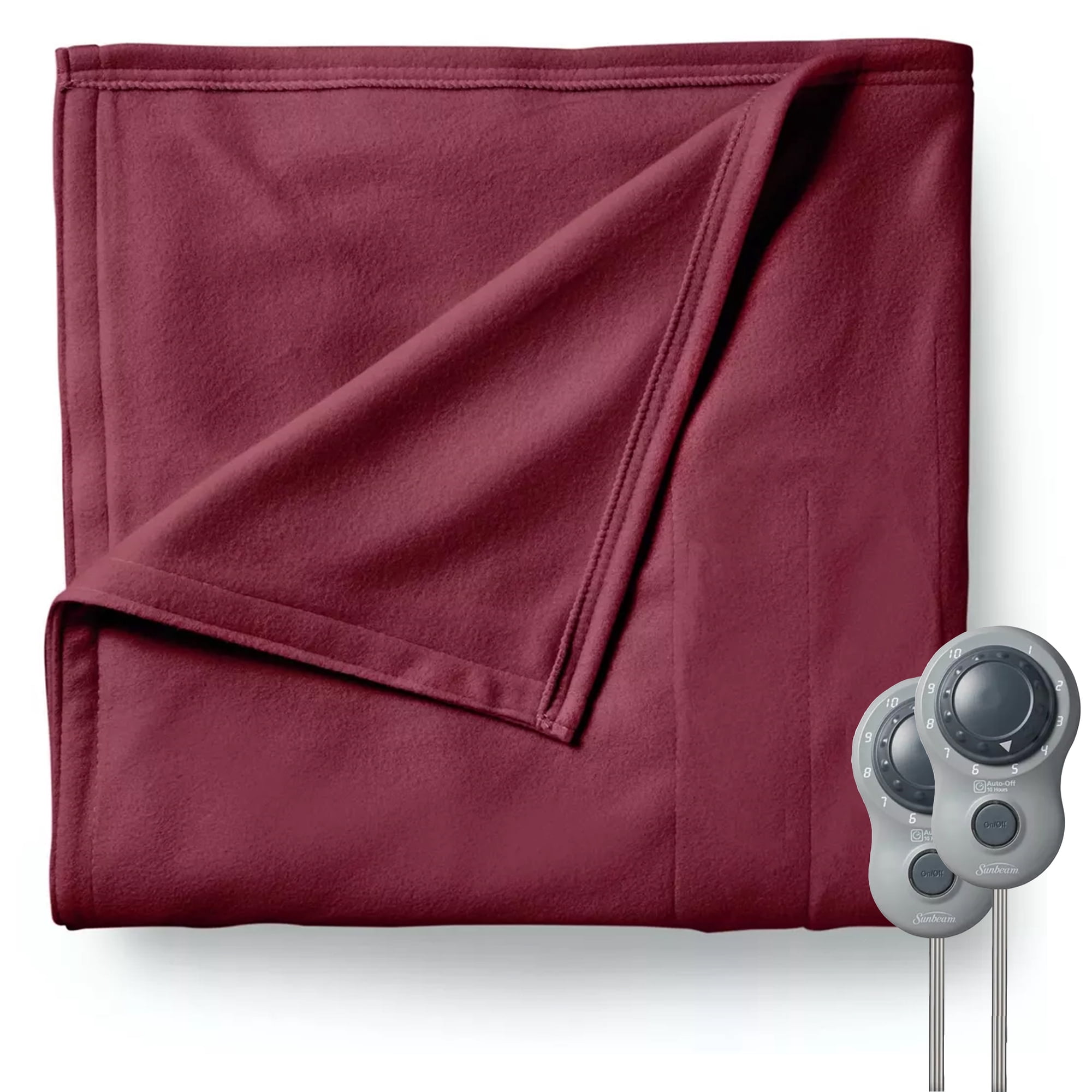 Sunbeam King Size Electric Fleece Heated Blanket in Garnet with Dual Zone -  Walmart.com