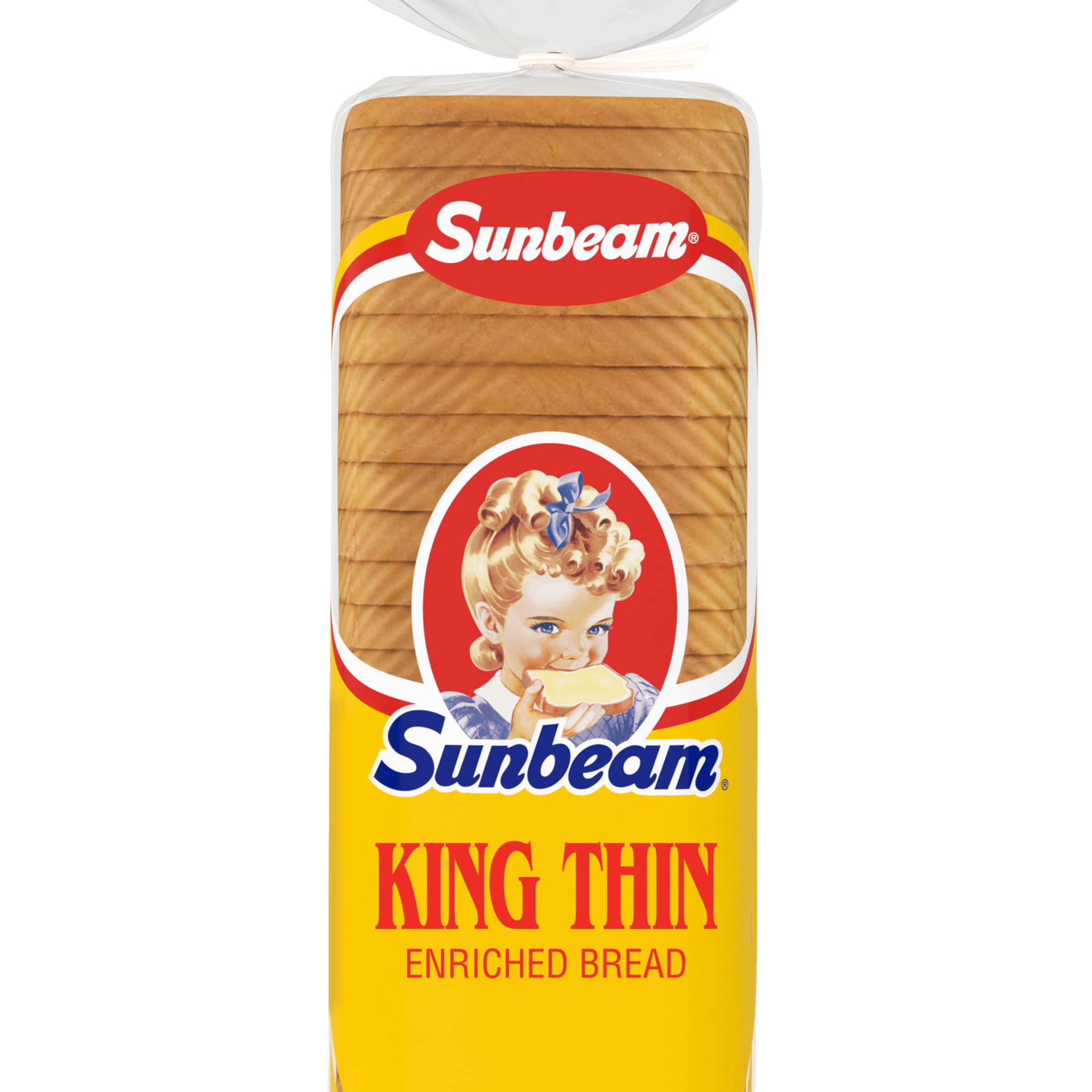 Sunbeam King Thin Bread, 20 oz, White White Bread, Bag