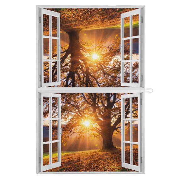 Sunbeam Kitchen Towels Dish Towel Pack of 1 Open Window Fall Forest Old Oak Tree Sunburst Light Rustic Soft Dish Cloth Set Absorbent Dishcloth for Drying Dishes, Hand Towels 18 x 28 Inches