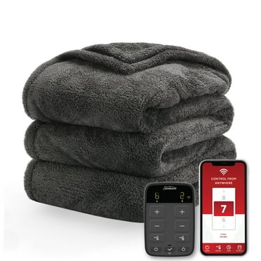 Sunbeam Loftec Wi-Fi Connected Electric Heated Blanket, Slate Gray, Queen