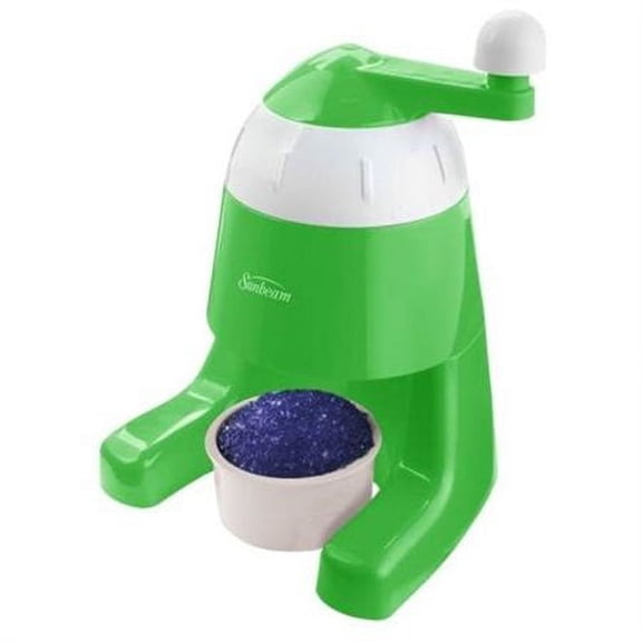 Sunbeam Manual Snow Cone Maker Turn Handle Ice Shaver Green