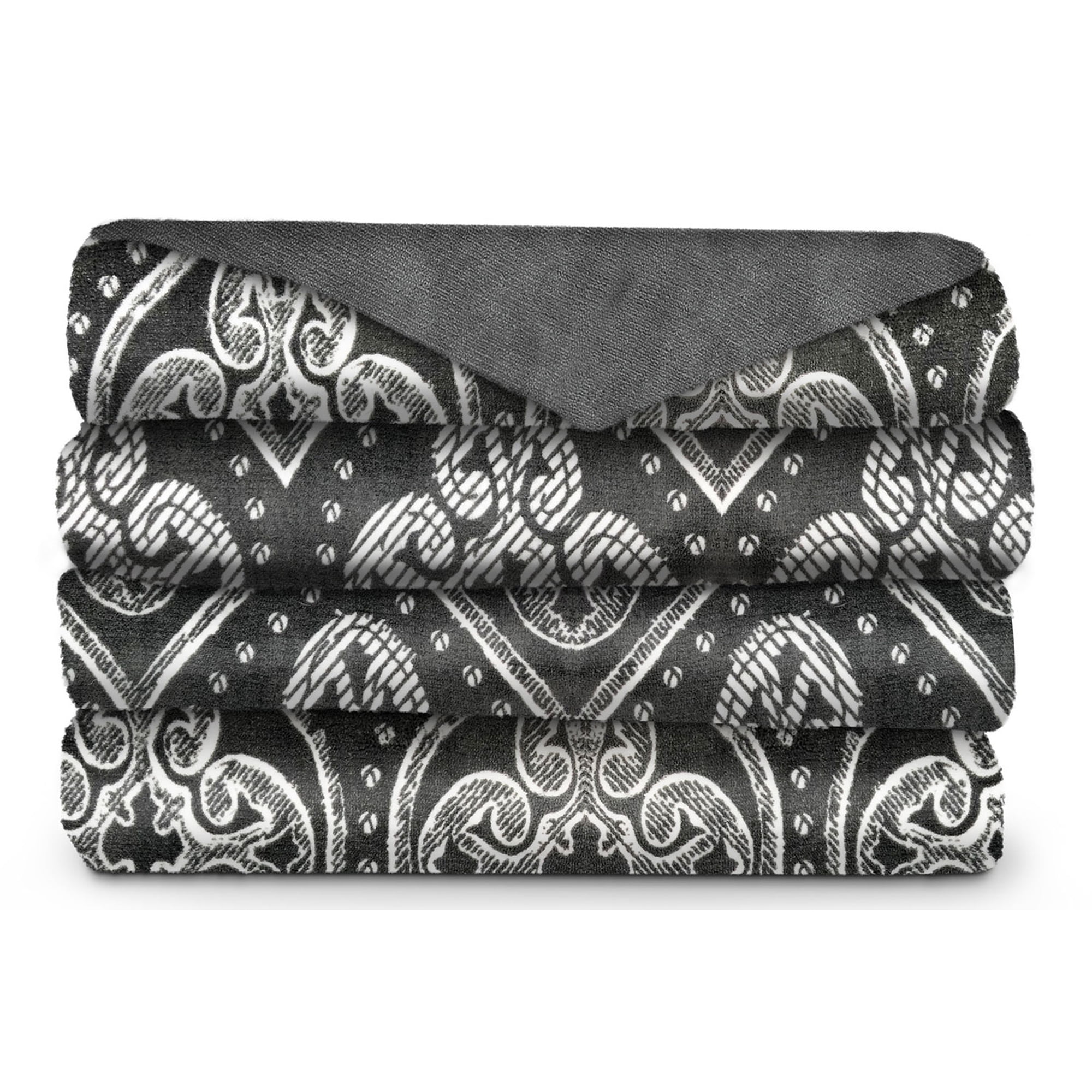 Sunbeam Microplush Comfy Toes Electric Heated Throw Blanket Foot Pocket  Folk Foilage Brushed Nickel - Walmart.com