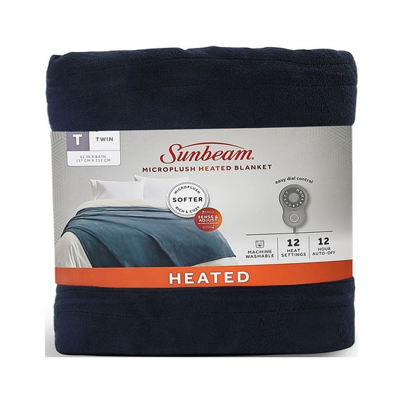 Sunbeam Microplush Electric Heated Blanket, Poseidon, Twin