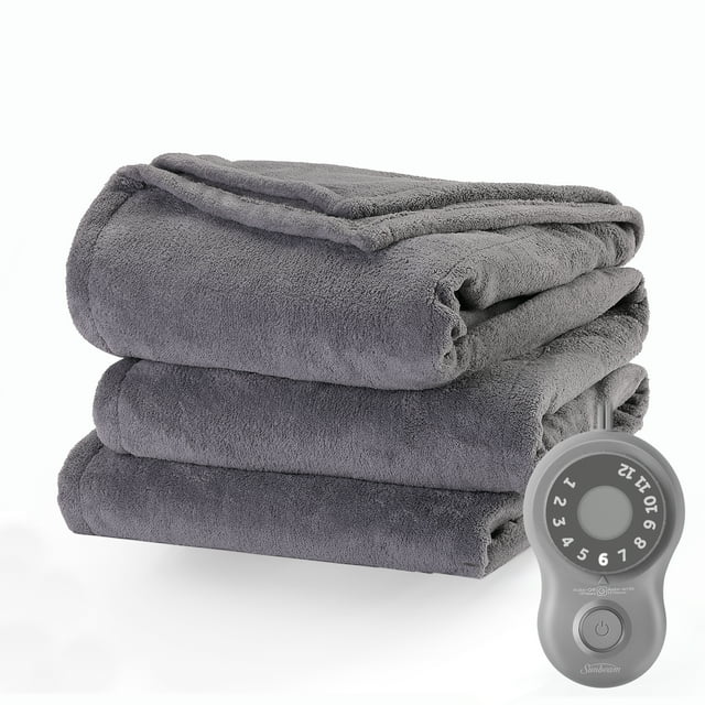 Sunbeam Microplush Electric Heated Blanket, Ultimate Gray, Full