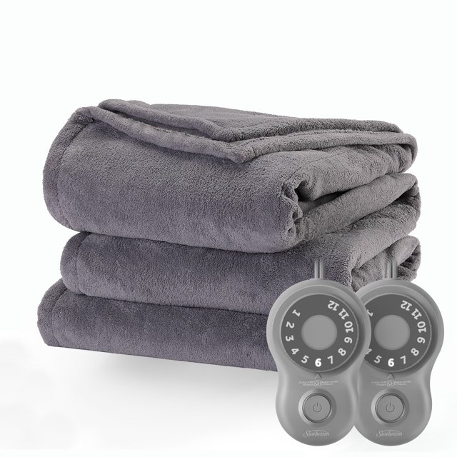 Sunbeam Microplush Electric Heated Blanket, Ultimate Gray, King