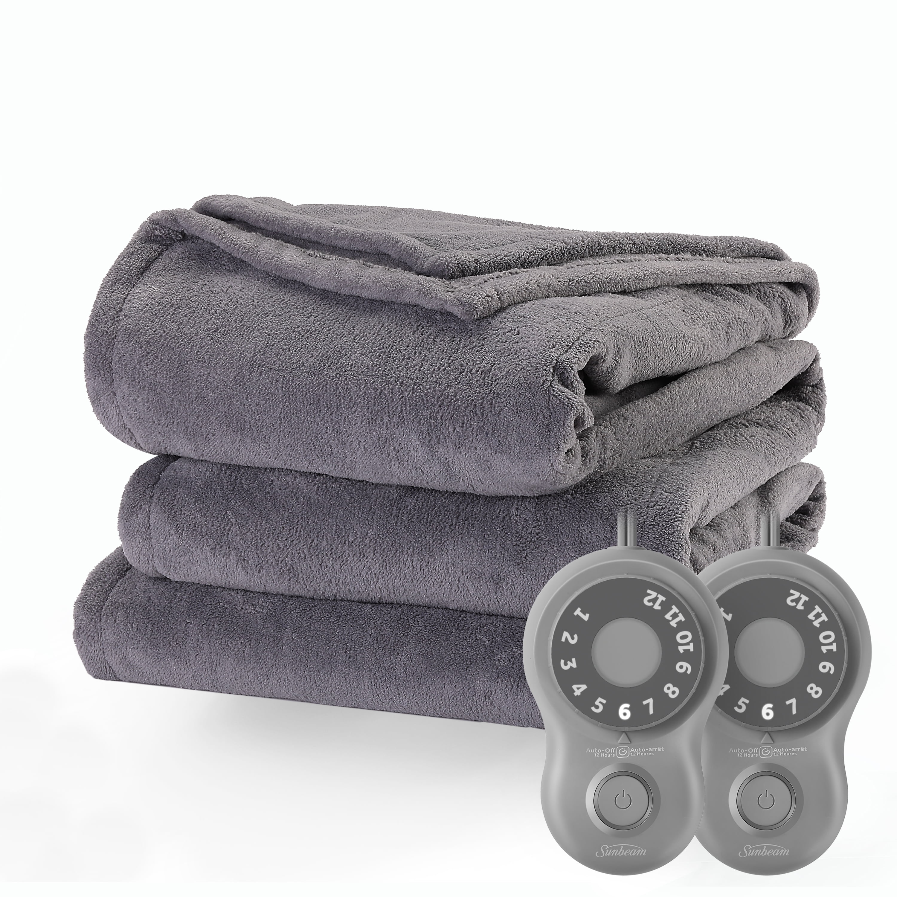Sunbeam Microplush Electric Heated Blanket, Ultimate Gray, Twin 