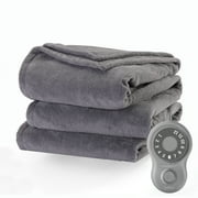 Sunbeam Microplush Electric Heated Blanket, Ultimate Gray, Queen