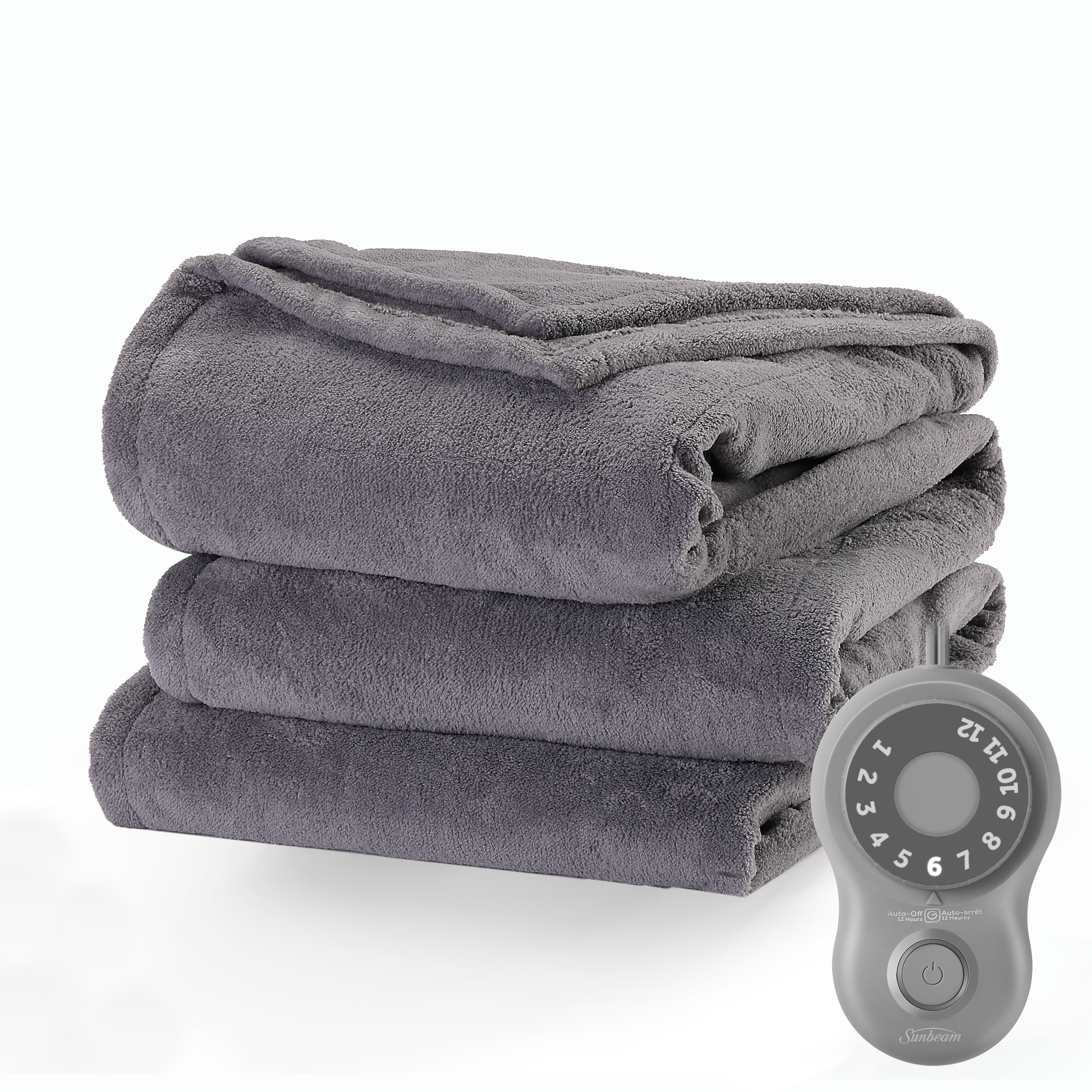 Sunbeam Microplush Electric Heated Blanket, Ultimate Gray, Twin - image 1 of 1