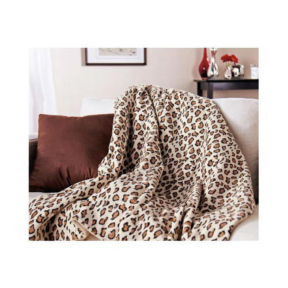 Sunbeam Microplush Electric Heated Throw Blanket African Leopard 8UP