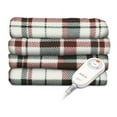 thumbnail image 1 of Sunbeam Microplush Electric Heated Throw Blanket Allister Plaid Garnet, 1 of 3