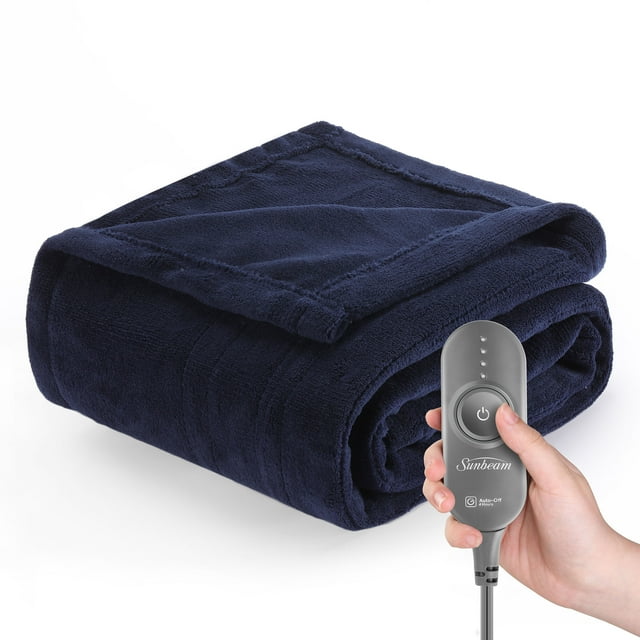 Sunbeam Microplush Electric Heated Throw Blanket, Poseidon Blue, 50" x 60"