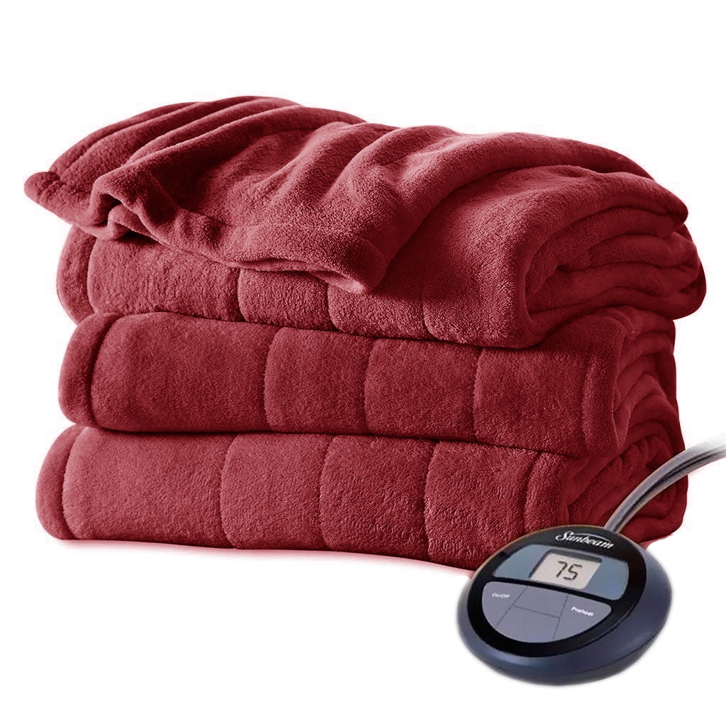 Sunbeam Microplush Heated Blanket with ComfortTech Controller, Twin, Garnet  - Walmart.com