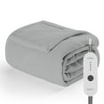 thumbnail image 1 of Sunbeam Nordic Premium Electric Heated Throw Blanket with 4 Heat Settings Controller, 4-Hour Auto Shut-Off, Overheat Protection UL Certified (50" x 60", Blue) (Grey), 1 of 5