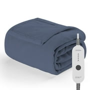Sunbeam Nordic Premium Electric Heated Throw Blanket with 4 Heat Settings Controller, 4-Hour Auto Shut-Off, Overheat Protection UL Certified (50" x 60") (Blue)