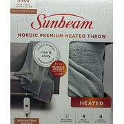 Sunbeam Nordic Premium Electric Heated Throw Blanket with 4 Heat Settings Controller, 4-Hour Auto Shut-Off, Overheat Protection UL Certified (50" x 60") (Marble Grey)