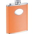 thumbnail image 1 of Sunbeam Orange Leather Stainless Steel 6oz Hip Flask, 1 of 1