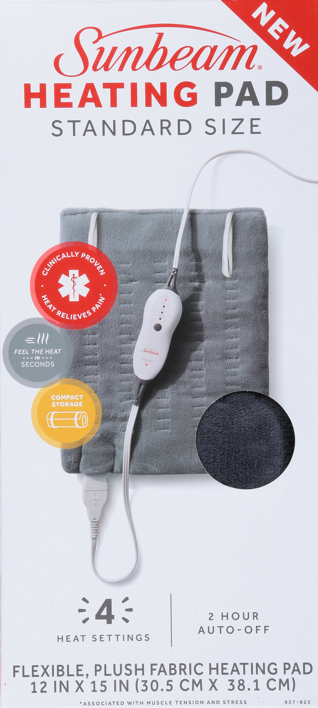 Sunbeam Premium Heating Pad with Compact Storage Standard Size ( 12