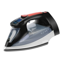 Sunbeam Professional 1700W Digital Steam Iron, Multi-Color LCD Display Screen, Retractable Cord, Black and Red Finish