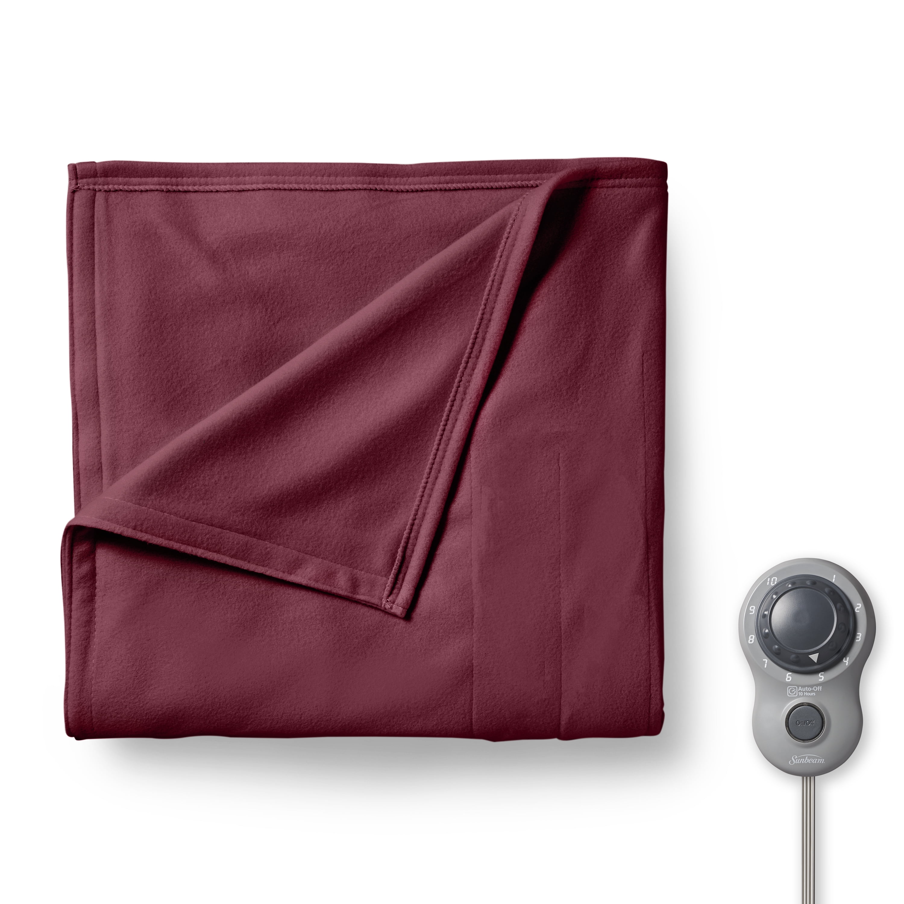 Sunbeam Quilted Fleece Heated Blanket 10Heat Settings Auto Off Queen