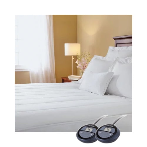Sunbeam Quilted Heated Electric Mattress Pad Stripe Pattern King Size