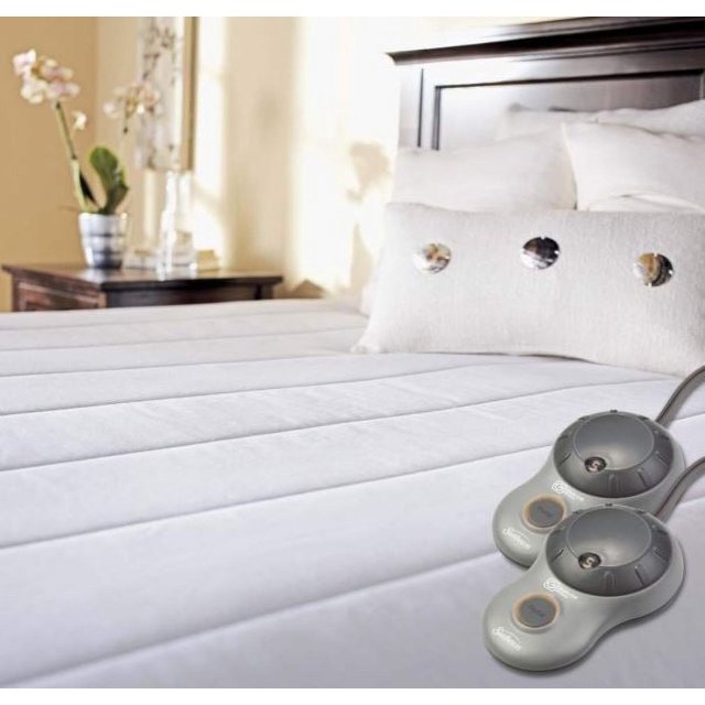 Sunbeam Quilted Polyester Heated Mattress Pad, Queen