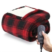 Sunbeam Red Microplush Sherpa Heated Throw, 50” x 60”